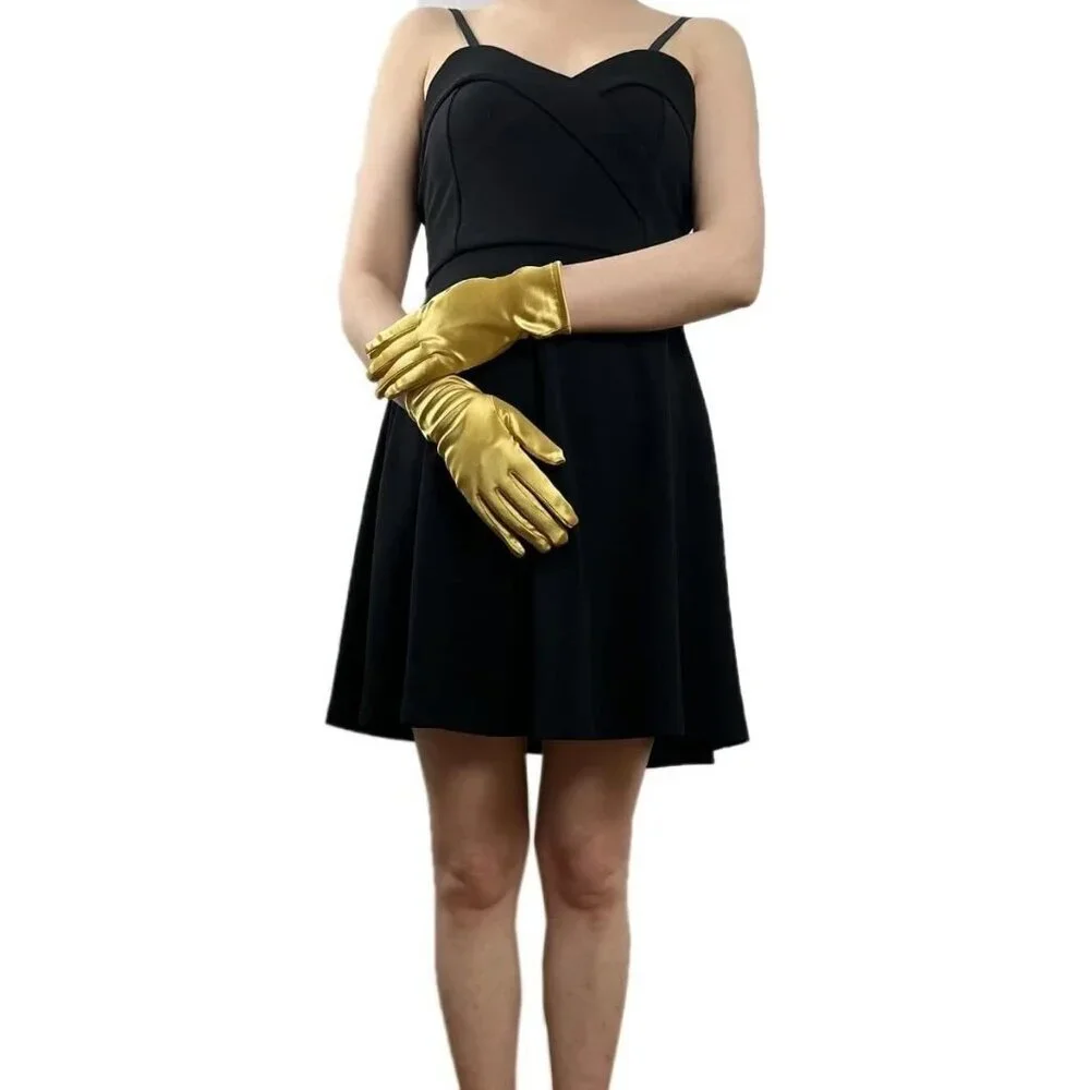 Women's Evening Golden Short Satin Lace Gloves Gothic Choker Necklace design
